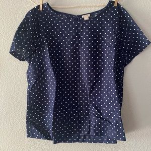 J. Crew Factory Navy Polka Dot Blouse